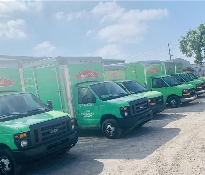 Six box trucks sitting idle during coronavirus outbreak
